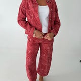 Washed Bandana Print Denim Jacket - Bandana Red