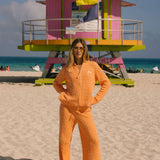 Double-Zip Knit Jacket - Miami Mango