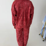 Washed Bandana Print Denim Jacket - Bandana Red