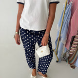 Bonjour Ringer Tee - White/Navy