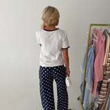 Bonjour Ringer Tee - White/Navy