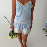 Sophie Lace Detail Top - Blue