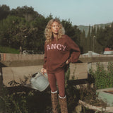 Fancy Oversized Fleece Plaid Collar Mockneck - Warm Marrom Brown