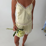 Kristen Lace Detail Top - Yellow-Cream