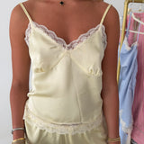 Kristen Lace Detail Top - Yellow-Cream