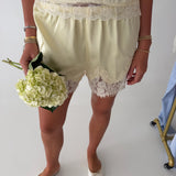 Kate Lace Trim Shorts - Yellow/Cream