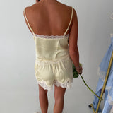 Kristen Lace Detail Top - Yellow-Cream