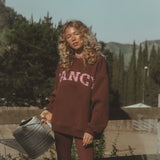 Fancy Oversized Fleece Plaid Collar Mockneck - Warm Marrom Brown