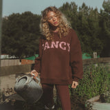 Fancy Oversized Fleece Plaid Collar Mockneck - Warm Marrom Brown