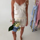 Maddie Lace Trim Shorts - Cream