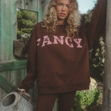 Fancy Oversized Fleece Plaid Collar Mockneck - Warm Marrom Brown