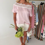 Haylie Satin Boat Neck Top - Lt. Pink