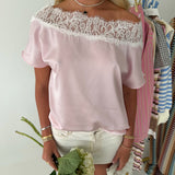 Haylie Satin Boat Neck Top - Lt. Pink