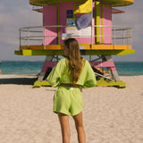 Fancy Oversized French Terry Mockneck - Palm Lime