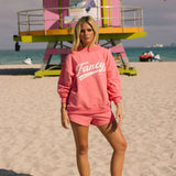 Fancy Oversized French Terry Mockneck - South Beach Pink