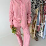 Marah Striped Button Down Shirt - Strawberry