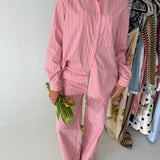 Marah Striped Button Down Shirt - Strawberry