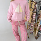 Boat Neck Sweater Top -Lt. Pink