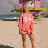 Fancy Oversized French Terry Mockneck - South Beach Pink