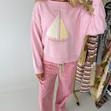 Boat Neck Sweater Top -Lt. Pink