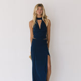Amelia Halter Cowl Set - Navy