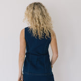 Laney Front Button Denim Mini Dress - Denim Blue