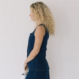 Laney Front Button Denim Mini Dress - Denim Blue