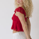 Lacey Babydoll Top - Red