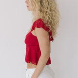 Lacey Babydoll Top - Red