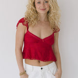 Lacey Babydoll Top - Red