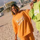 Fancy Oversized French Terry Mockneck - Miami Mango