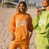 French Terry Straight Leg Drawstring Pants - Miami Mango