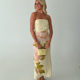 Rilyn Strapless Floral Dress - Butter Yellow