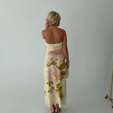 Rilyn Strapless Floral Dress - Butter Yellow