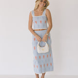 Sally Lobster Top and Skirt Set - Lt Blue/Multi