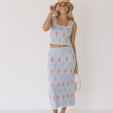 Sally Lobster Top and Skirt Set - Lt Blue/Multi
