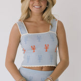 Sally Lobster Top and Skirt Set - Lt Blue/Multi