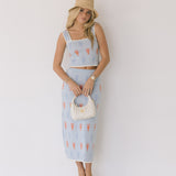 Sally Lobster Top and Skirt Set - Lt Blue/Multi