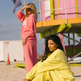 French Terry Straight Leg Drawstring Pants - Sunlight Yellow