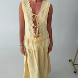 Darla Tie Front Vest - Lt Yellow