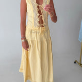 Darla Tie Front Vest - Lt Yellow