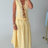 Darla Tie Front Vest - Lt Yellow