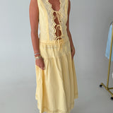 Darla Tie Front Vest - Lt Yellow