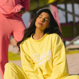 French Terry Straight Leg Drawstring Pants - Sunlight Yellow
