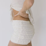 Ari Ruffle Mini Shorts - White