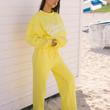 French Terry Straight Leg Drawstring Pants - Sunlight Yellow