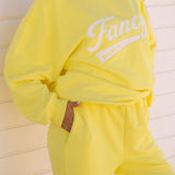 French Terry Straight Leg Drawstring Pants - Sunlight Yellow