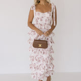 Octavia Ruffled Tiered Midi Dress - Rose