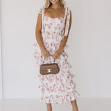 Octavia Ruffled Tiered Midi Dress - Rose