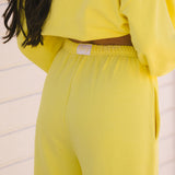 French Terry Straight Leg Drawstring Pants - Sunlight Yellow